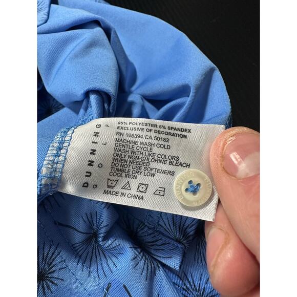 Dunning Boswell Jersey Performance Polo Surf Blue All Over Floral Print Size XL - Picture 6 of 11